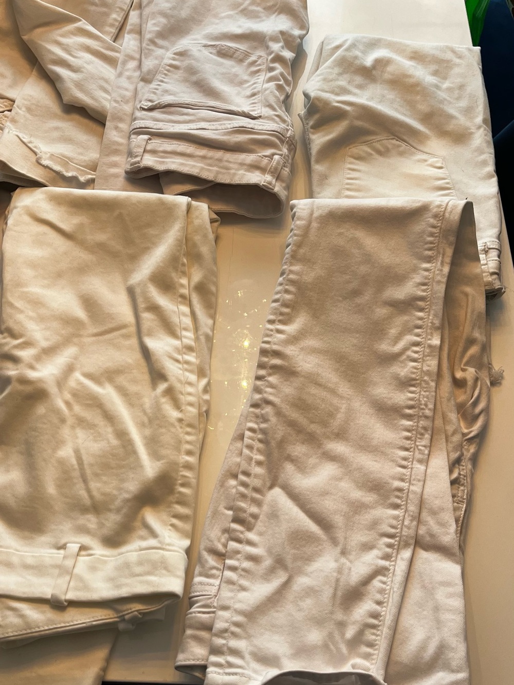 White Cotton Pants Bundle - Neutral White Jeans & Trousers
